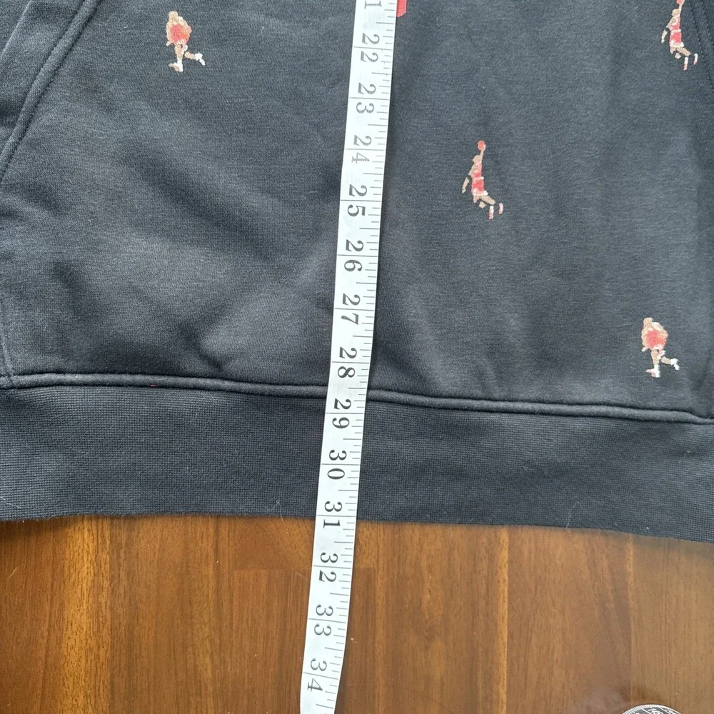 Jordan Hoodie Men XL Black All Over Print Jumpman Pullover Sweatshirt Nike